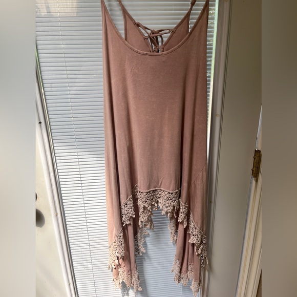 POL Tan Asymmetrical Tie Front Tunic - Picture 2 of 6